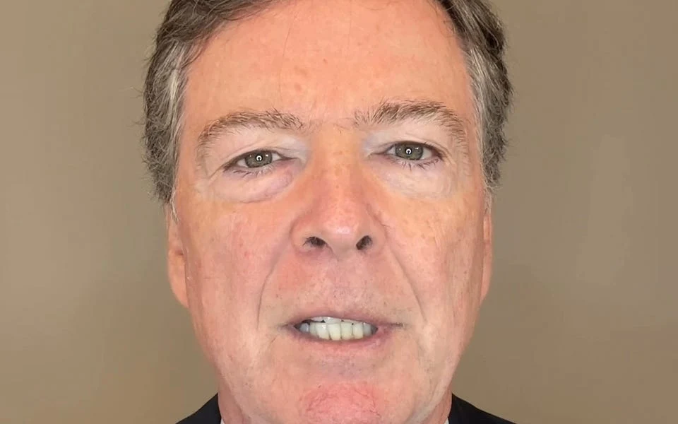 James Comey speaking in his October 26 video response