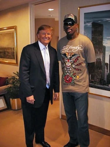 Donald Trump with Celebrity Apprentice contestant Dennis Rodman, March 2009.
